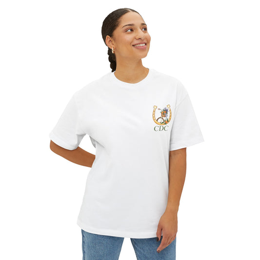 CDC Floral Crest Tee – White OversizedT‑Shirt